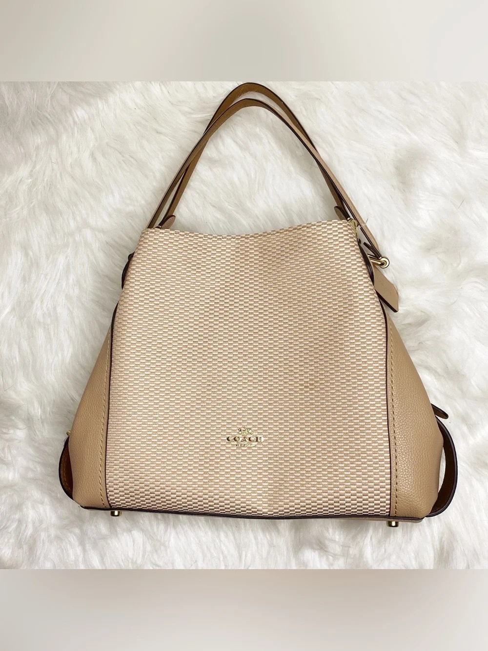Coach NWT Legacy Jacquard Edie Tan/Beechwood Shoulder Bag w/ Dustbag - Picture 6 of 9